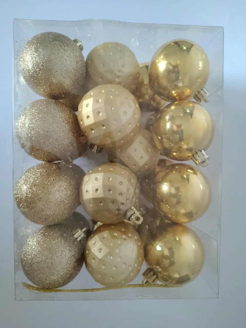 Bolas doradas escarchadas, 6 cm · caja × 24
