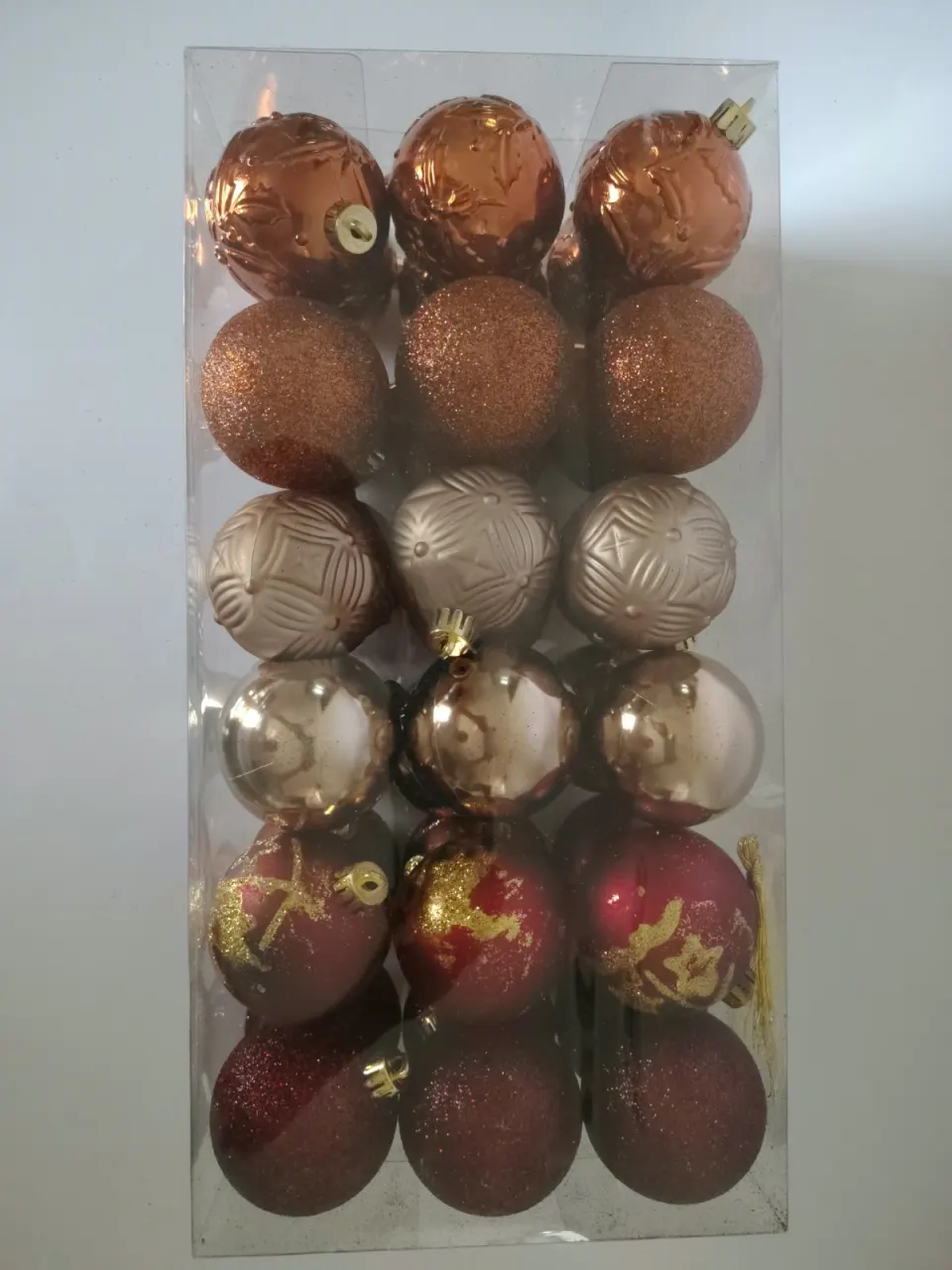 Bolas escarchadas surtidas, 6 cm · caja × 36