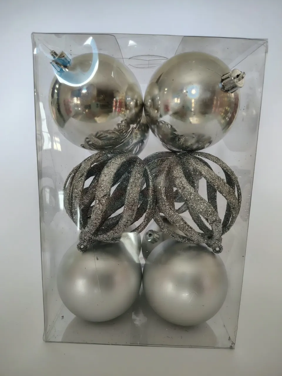 Bolas plateadas, 8 cm · caja × 12